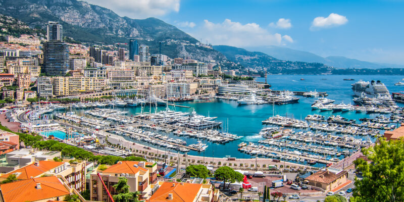Panoramic,View,Of,Monte,Carlo,Harbor,In,Monaco.